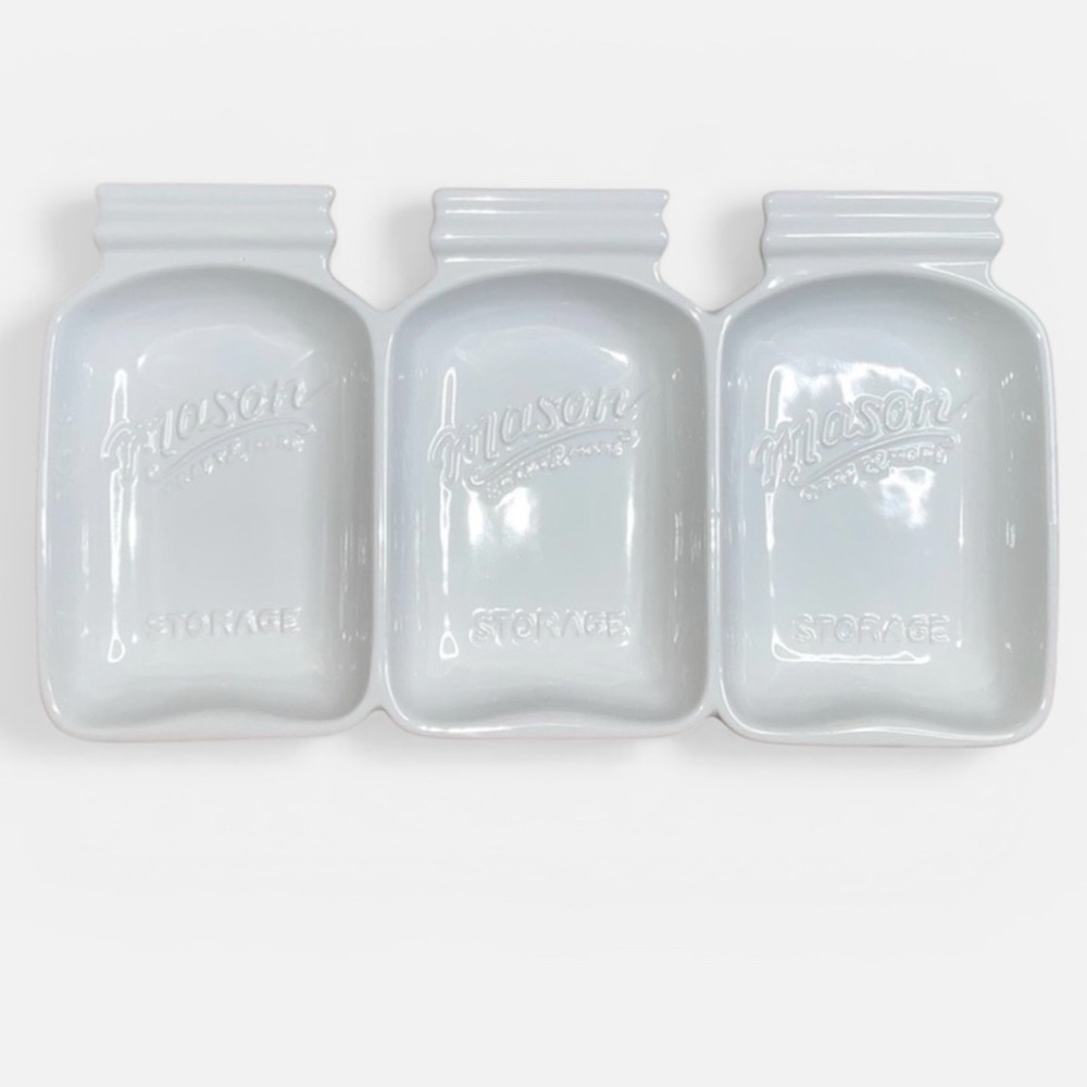 Mason Jar Design White 3 Section Tray